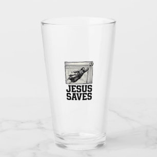 Jesus Saves Soccer Goalie Vintage Engraving Shirt_ Glass