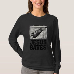 Jesus Saves Soccer Goalie Vintage Engraving Shirt_ T-Shirt