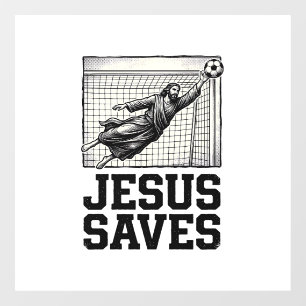 Jesus Saves Soccer Goalie Vintage Engraving Shirt_ Window Cling