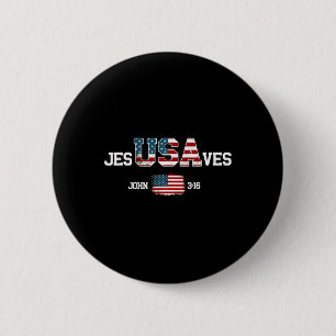 Jesus Saves Usa American Flag Patriotic Christian 6 Cm Round Badge