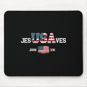 Jesus Saves Usa American Flag Patriotic Christian Mouse Mat