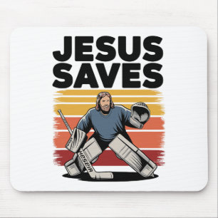 Jesus Saves - Vintage Christian Religious Hockey P Mouse Mat