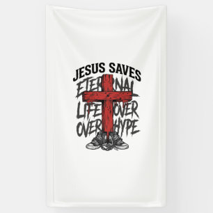 Jesus Saves Vintage Cross Christian Streetwear Shi Banner
