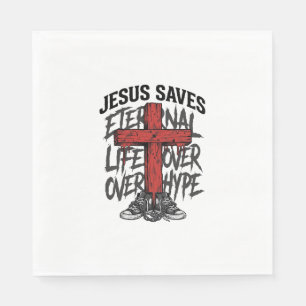 Jesus Saves Vintage Cross Christian Streetwear Shi Napkin