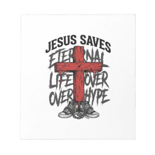 Jesus Saves Vintage Cross Christian Streetwear Shi Notepad