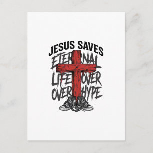 Jesus Saves Vintage Cross Christian Streetwear Shi Postcard