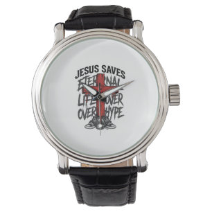 Jesus Saves Vintage Cross Christian Streetwear Shi Watch