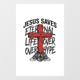 Jesus Saves Vintage Cross Christian Streetwear Shi Window Cling