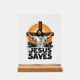 Jesus Saves Vintage Engraving Faith Shirt (1) Acrylic Sign