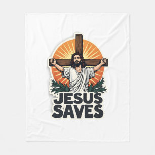 Jesus Saves Vintage Engraving Faith Shirt (1) Fleece Blanket