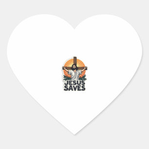 Jesus Saves Vintage Engraving Faith Shirt (1) Heart Sticker