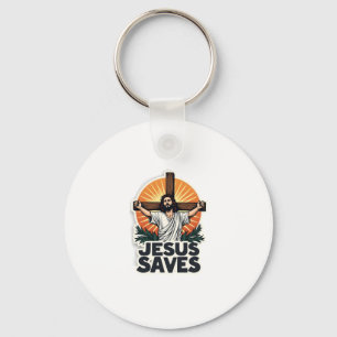 Jesus Saves Vintage Engraving Faith Shirt (1) Key Ring