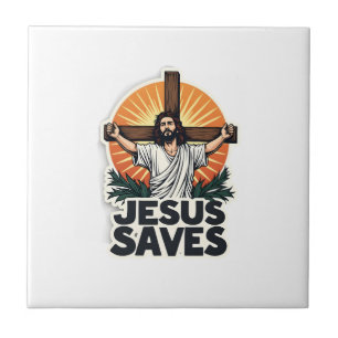 Jesus Saves Vintage Engraving Faith Shirt (1) Tile