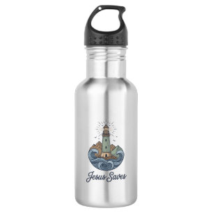 Jesus Saves Vintage Lighthouse Christian Shirt_1 532 Ml Water Bottle