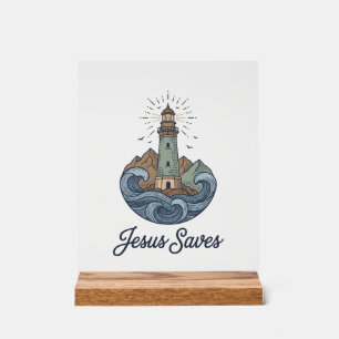 Jesus Saves Vintage Lighthouse Christian Shirt_1 Acrylic Sign