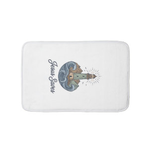 Jesus Saves Vintage Lighthouse Christian Shirt_1 Bath Mat