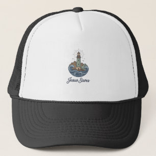 Jesus Saves Vintage Lighthouse Christian Shirt_1 Trucker Hat