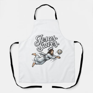 Jesus Saves Volleyball Vintage Christian Shirt Apron