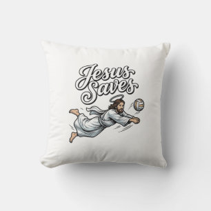 Jesus Saves Volleyball Vintage Christian Shirt Cushion
