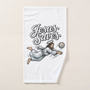 Jesus Saves Volleyball Vintage Christian Shirt Hand Towel