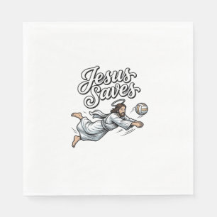 Jesus Saves Volleyball Vintage Christian Shirt Napkin