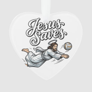 Jesus Saves Volleyball Vintage Christian Shirt Ornament