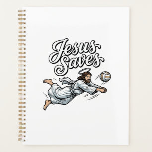 Jesus Saves Volleyball Vintage Christian Shirt Planner