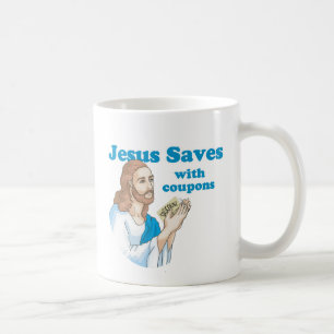 Jesus saves with coupons coffee mug