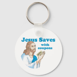 Jesus saves with coupons key ring