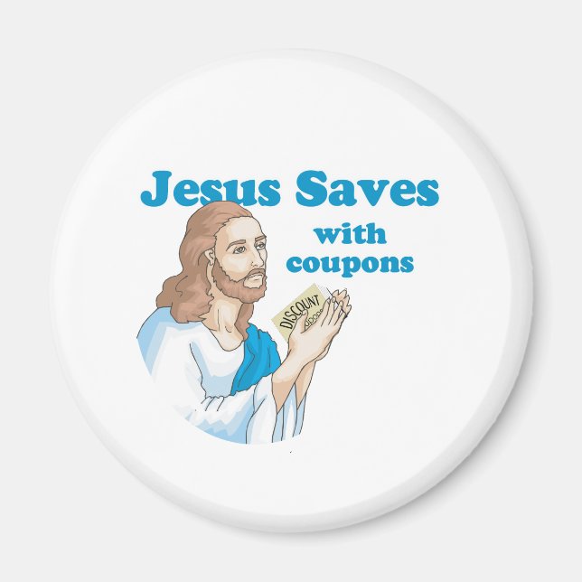 JESUS SAVES WITH COUPONS MAGNET (Front)