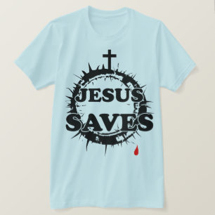 Jesus Saves with Cross and Crown of Thorns T-Shirt
