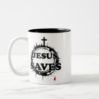 Jesus Saves with Cross and Crown of Thorns