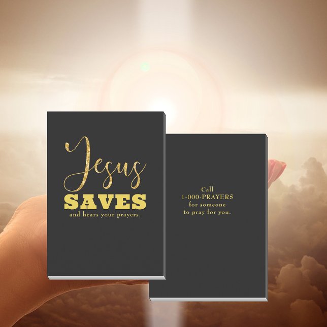 Jesus Saves Yellow Gold Glitter Calling Card (Creator Uploaded)