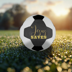 Jesus Saves Yellow Gold Glitter Football