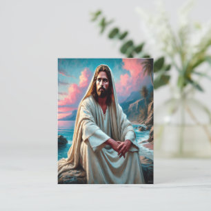 Jesus Saviour by Shore in Quiet Reflection Postcard