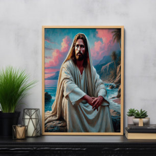 Jesus Saviour by Shore in Quiet Reflection Poster