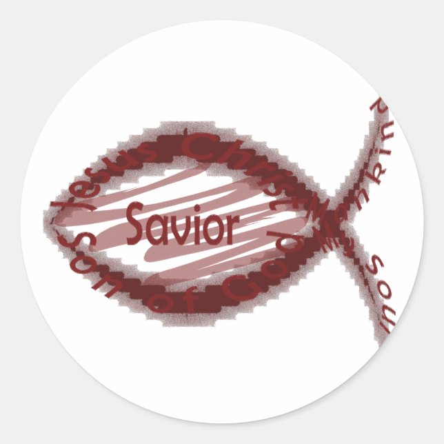 Jesus Saviour Fish Symbol Classic Round Sticker (Front)