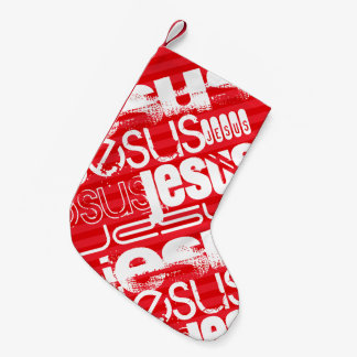 Jesus; Scarlet Red Stripes Small Christmas Stocking