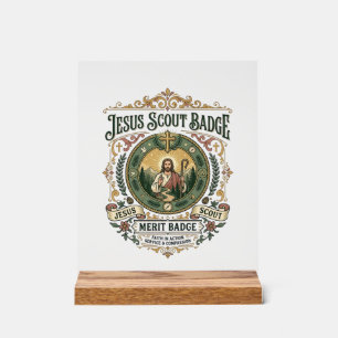 Jesus Scout Badge Merit Badge Jesus Scout Badge Me Acrylic Sign