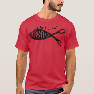 Jesus Scuba Dive Fins Bubbles Christian Scuba Jesu T-Shirt