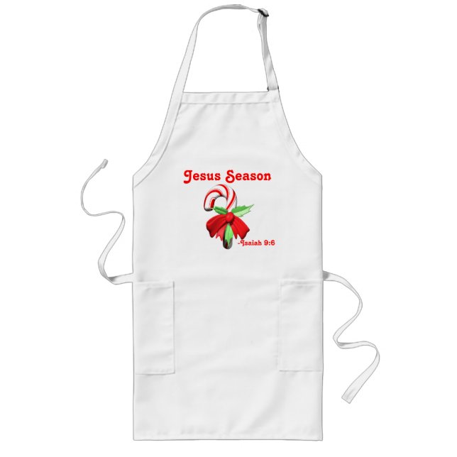 Jesus Season Candy Cane Customise It Long Apron (Front)
