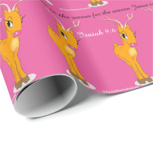 Jesus Season Girl Reindeer Wrapping Paper