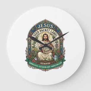 Jesus Seed Packet Label Jesus Seed Packet Christia Large Clock