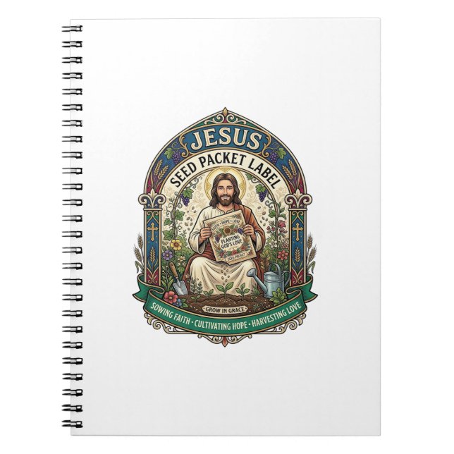 Jesus Seed Packet Label Jesus Seed Packet Christia Notebook (Front)