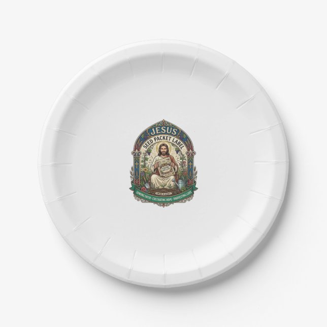 Jesus Seed Packet Label Jesus Seed Packet Christia Paper Plate (Front)