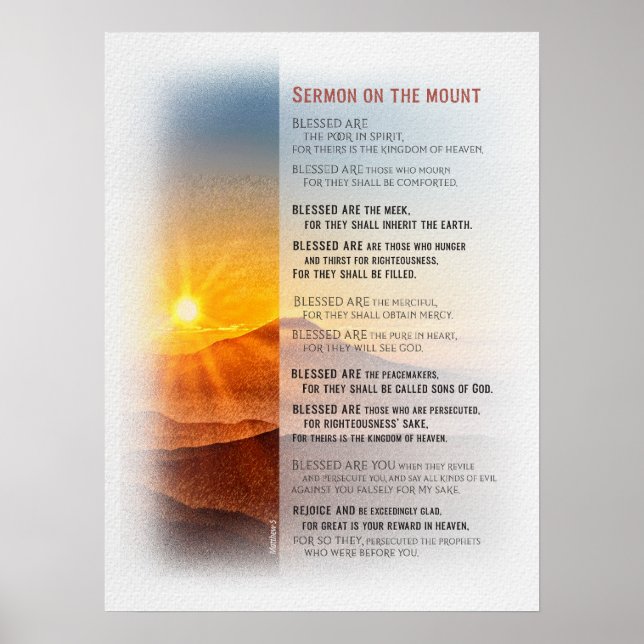Jesus' Sermon on the Mount - Matthew 5 Poster (Front)