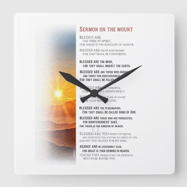Jesus' Sermon on the Mount - Matthew 5  Square Wall Clock (Front)