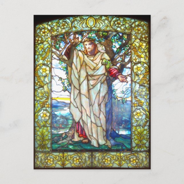 Jesus sermon on the mount - Stained Glass Postcard (Front)
