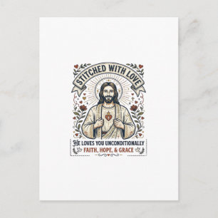 Jesus Sewing Quilting Shirt Christian Graphic_1 Postcard