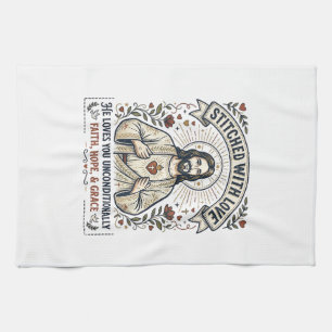 Jesus Sewing Quilting Shirt Christian Graphic_1 Tea Towel
